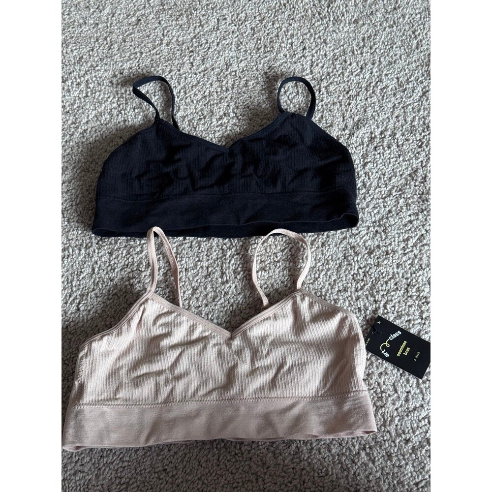 Art Class Brand, 2 Pack-Nude/Black Seamless Bras, Girl’s Size Large Clothing